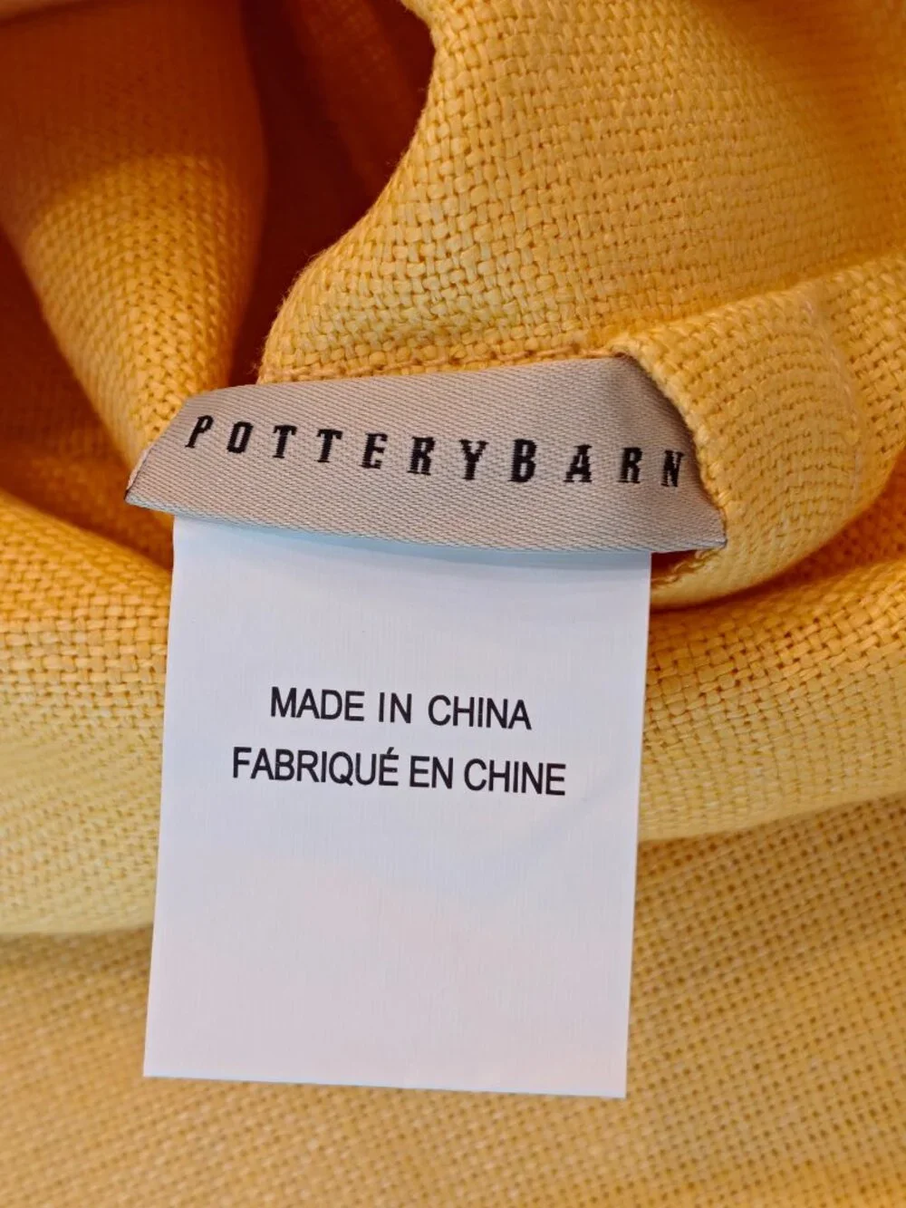Pottery Barn Soleil Pillow Covers Set 2 Textured Linen 18x18 Yellow Button NEW